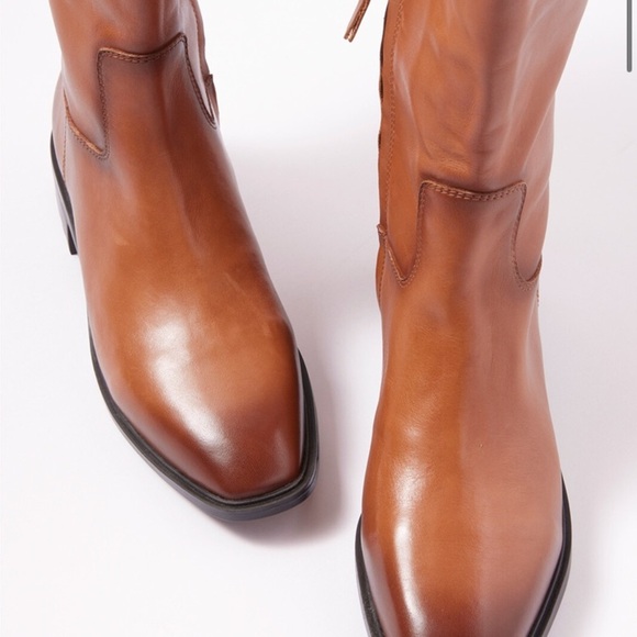 NWOB Sam Edelman Drina Brown Leather Burnished Tall Boho Riding Boots - Picture 2 of 14